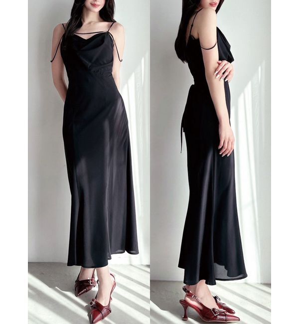 RESEXXY「ドレープストリングキャミワンピース」|ワンピース|ブラック