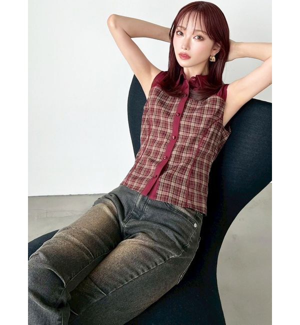 RESEXXY「チェックレイヤードノースリシャツ」|シャツ・ブラウス|