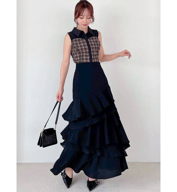 RESEXXY「チェックレイヤードノースリシャツ」|シャツ・ブラウス|