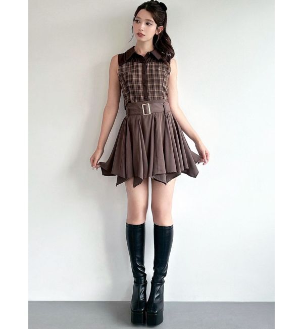 RESEXXY「チェックレイヤードノースリシャツ」|シャツ・ブラウス|