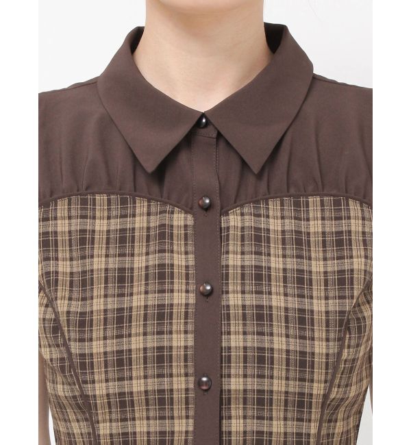 RESEXXY「チェックレイヤードノースリシャツ」|シャツ・ブラウス|