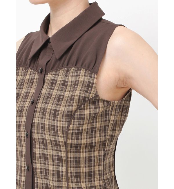 RESEXXY「チェックレイヤードノースリシャツ」|シャツ・ブラウス|