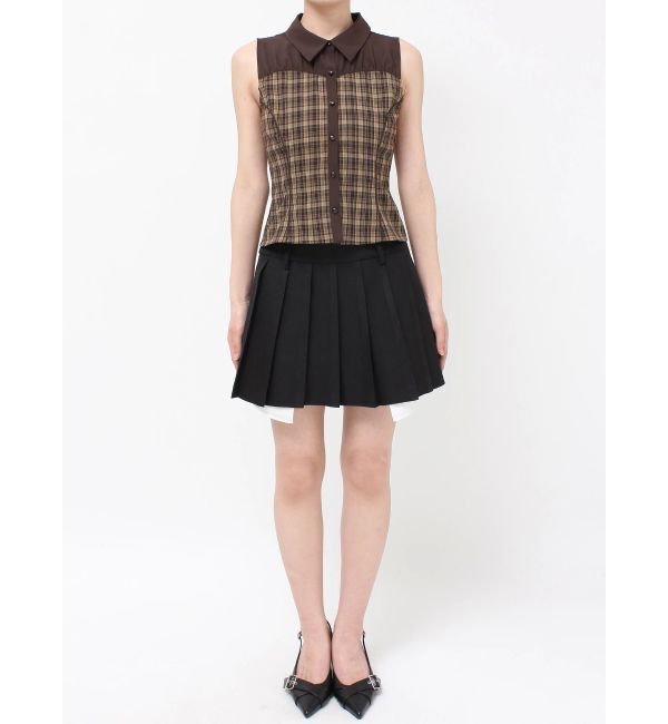 RESEXXY「チェックレイヤードノースリシャツ」|シャツ・ブラウス|