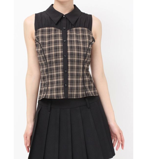 RESEXXY「チェックレイヤードノースリシャツ」|シャツ・ブラウス|