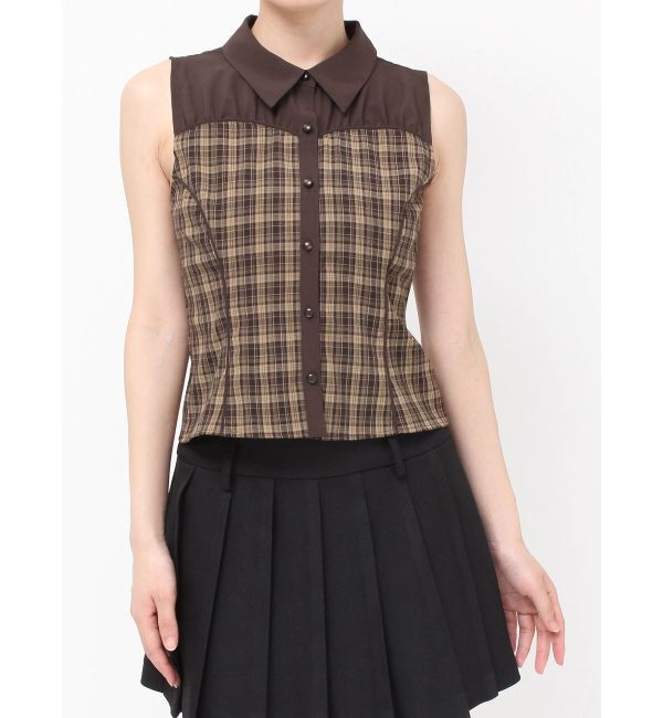 RESEXXY「チェックレイヤードノースリシャツ」|シャツ・ブラウス|