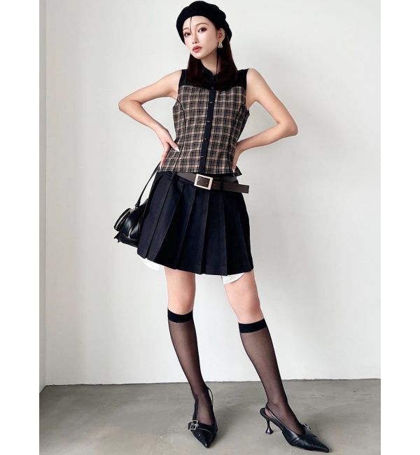 RESEXXY「チェックレイヤードノースリシャツ」|シャツ・ブラウス|