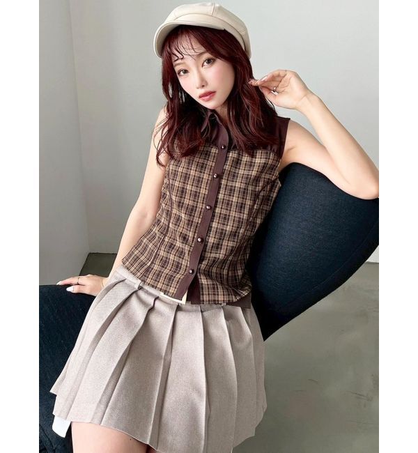 RESEXXY「チェックレイヤードノースリシャツ」|シャツ・ブラウス|