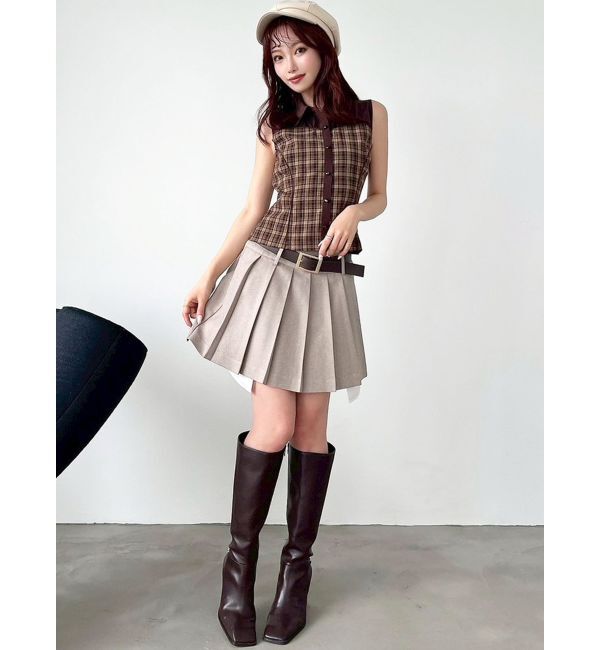 RESEXXY「チェックレイヤードノースリシャツ」|シャツ・ブラウス|