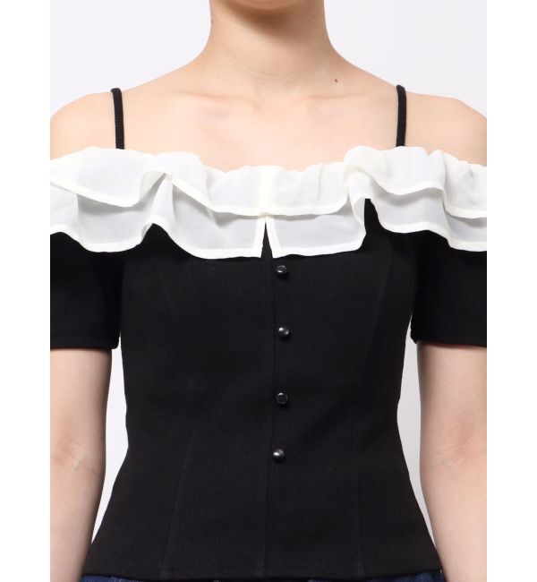 RESEXXY「ラッフルカラーリブトップス」|ニット・セーター|