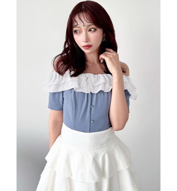 RESEXXY「ラッフルカラーリブトップス」|ニット・セーター|