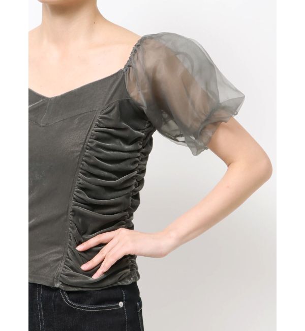 RESEXXY「ギャザーデザインベロアトップス」|シャツ・ブラウス|