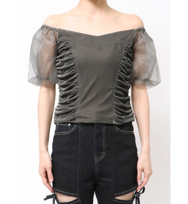 RESEXXY「ギャザーデザインベロアトップス」|シャツ・ブラウス|