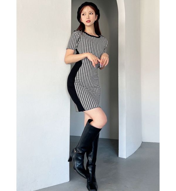 RESEXXY「ハウンドトゥースミニニットワンピース」|ワンピース|