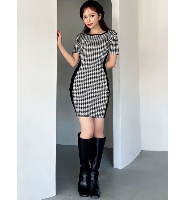 RESEXXY「ハウンドトゥースミニニットワンピース」|ワンピース|