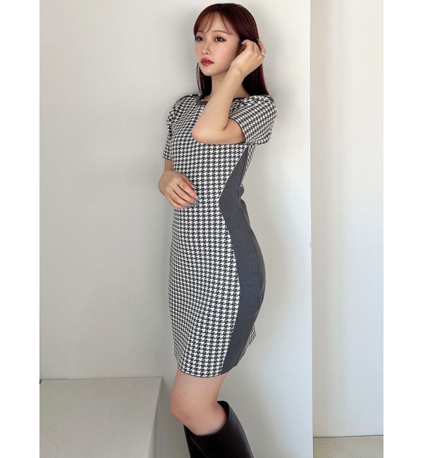 RESEXXY「ハウンドトゥースミニニットワンピース」|ワンピース|