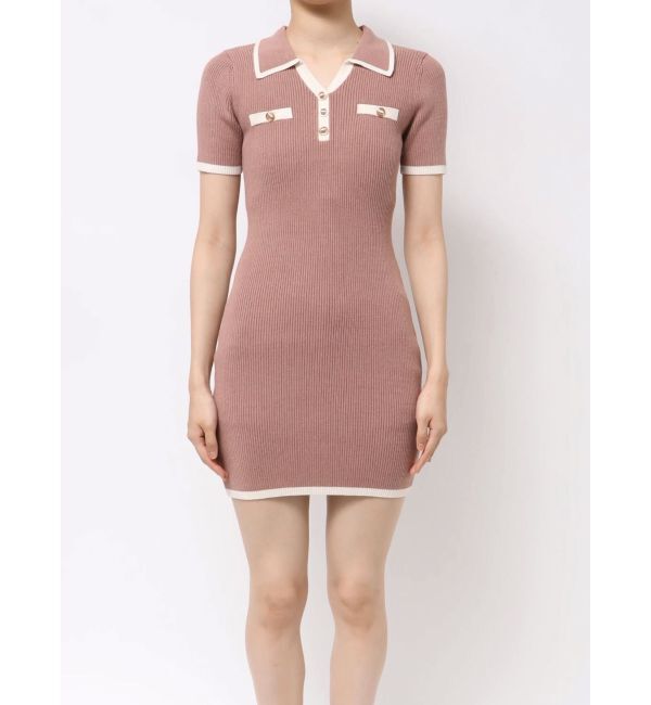 RESEXXY「ゴールドボタンバイカラーニットポロワンピース」|ワンピース|