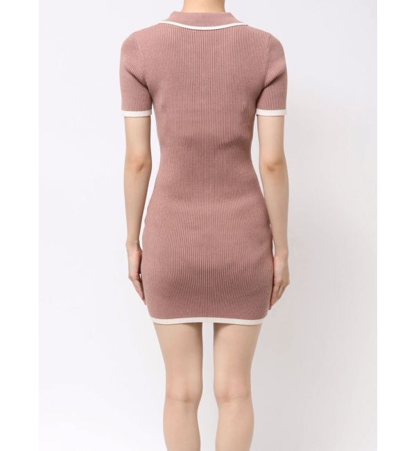 RESEXXY「ゴールドボタンバイカラーニットポロワンピース」|ワンピース|