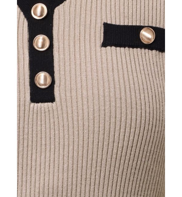 RESEXXY「ゴールドボタンバイカラーニットポロワンピース」|ワンピース|