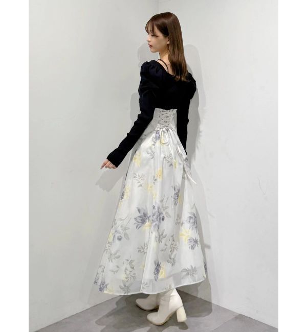 MERCURYDUO「サイドビジューボタンパフスリーブニット」|ニット・セーター|