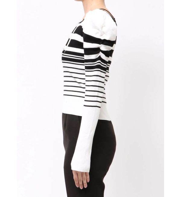 MERCURYDUO「サイドビジューボタンパフスリーブニット」|ニット・セーター|