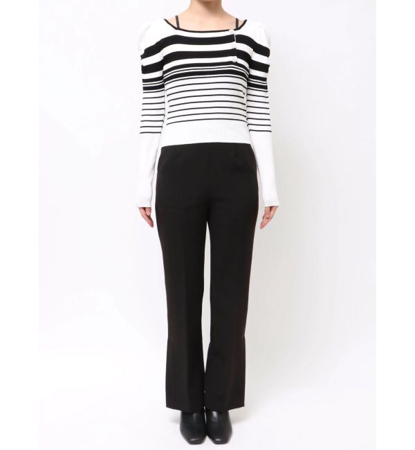 MERCURYDUO「サイドビジューボタンパフスリーブニット」|ニット・セーター|