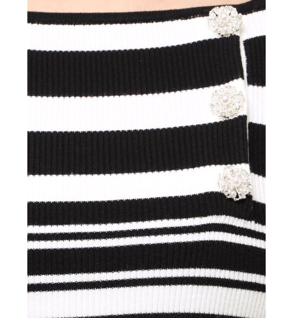 MERCURYDUO「サイドビジューボタンパフスリーブニット」|ニット・セーター|