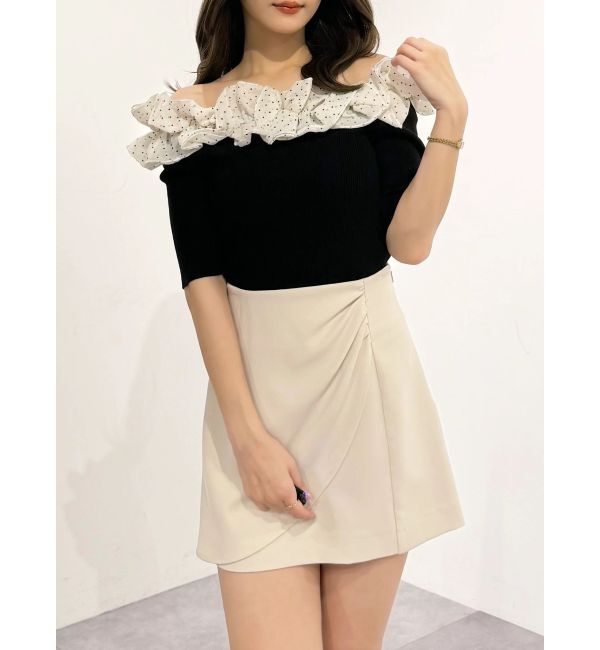 MERCURYDUO「2WAY異素材ランダムラッフルニット」|ニット・セーター|