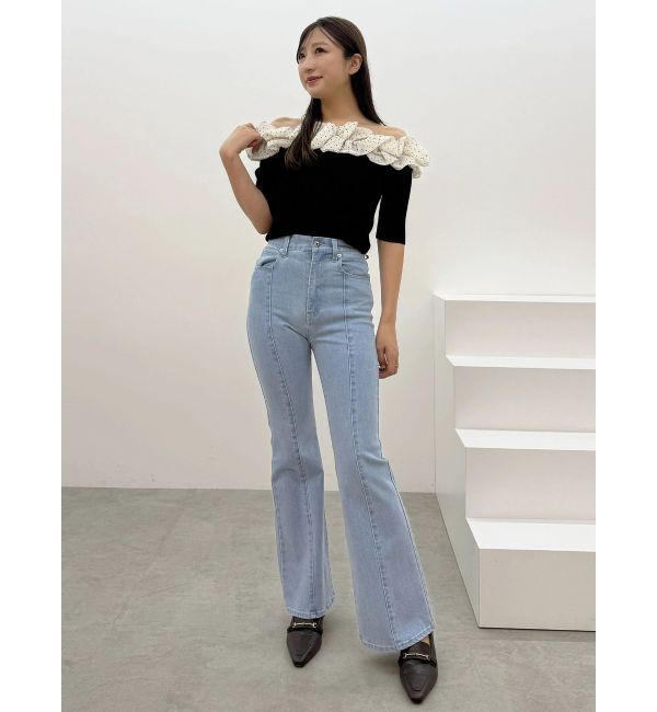 MERCURYDUO「2WAY異素材ランダムラッフルニット」|ニット・セーター|