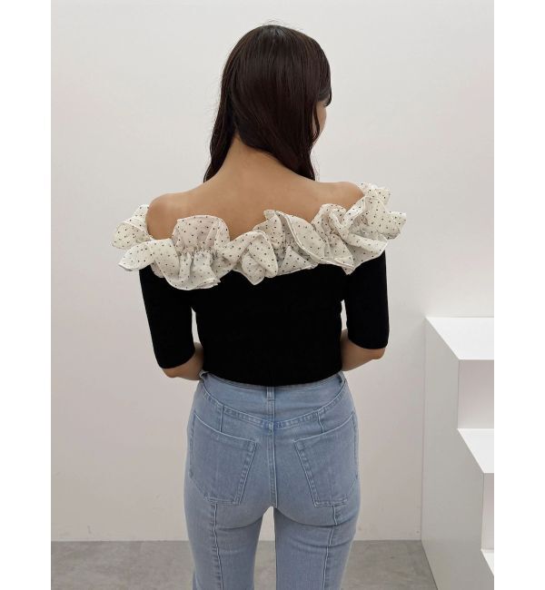 MERCURYDUO「2WAY異素材ランダムラッフルニット」|ニット・セーター|