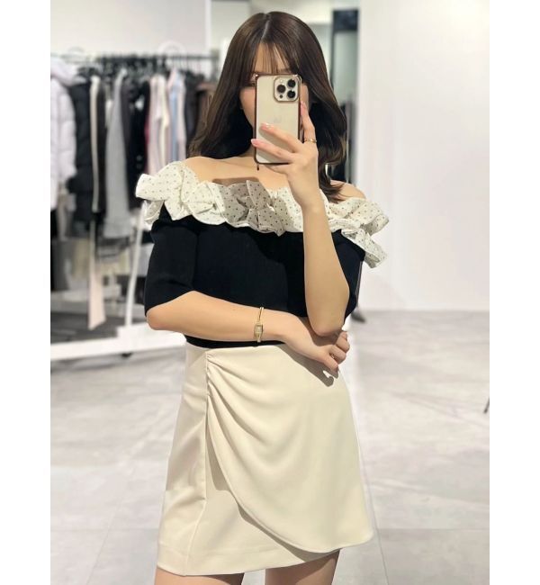 MERCURYDUO「2WAY異素材ランダムラッフルニット」|ニット・セーター|