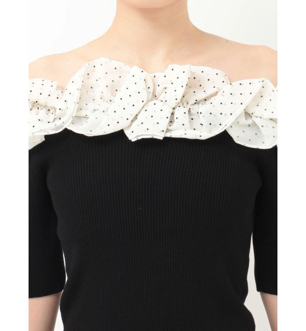 MERCURYDUO「2WAY異素材ランダムラッフルニット」|ニット・セーター|