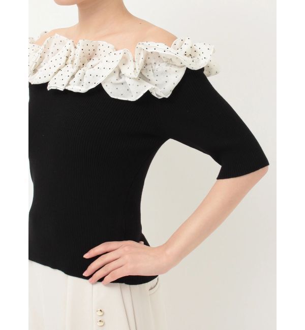 MERCURYDUO「2WAY異素材ランダムラッフルニット」|ニット・セーター|