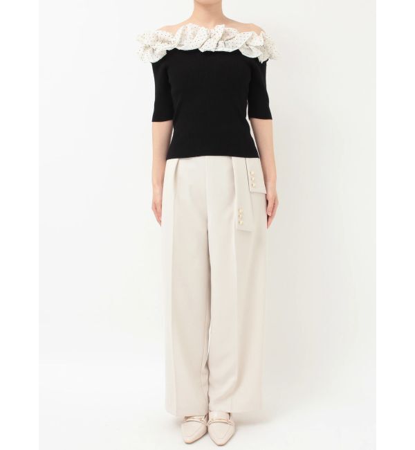 MERCURYDUO「2WAY異素材ランダムラッフルニット」|ニット・セーター|