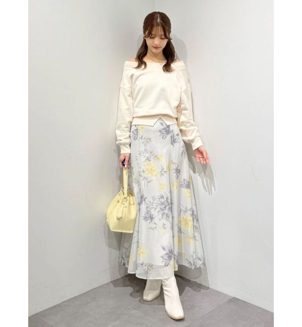 MERCURYDUO「花柄バックレースアップフレアスカート」|スカート|