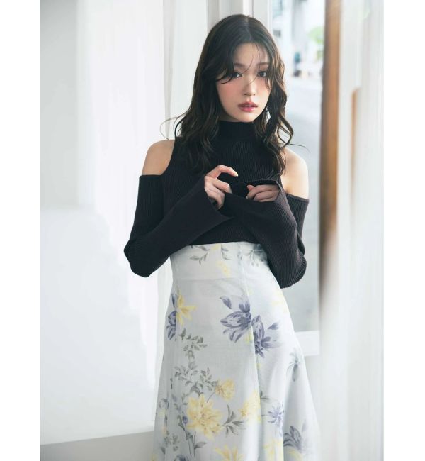 MERCURYDUO「花柄バックレースアップフレアスカート」|スカート|