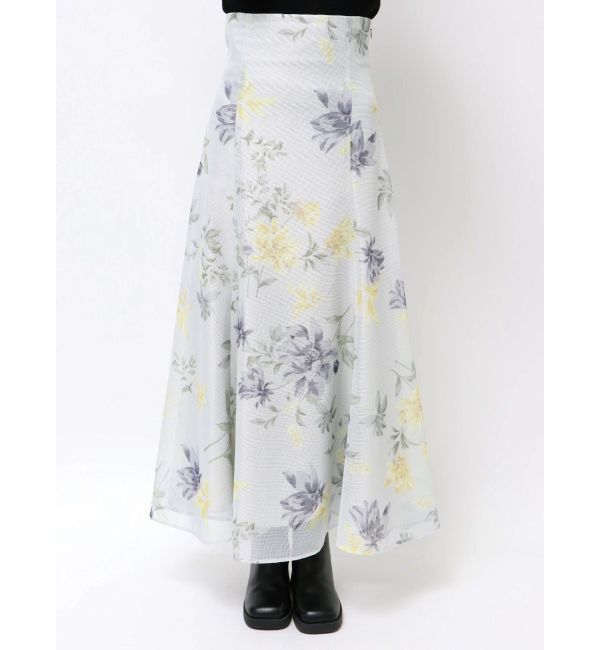 MERCURYDUO「花柄バックレースアップフレアスカート」|スカート|