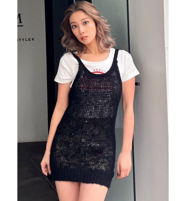 GYDA「SheerモヘアKTキャミチュニックTOPS」|ニット・セーター|