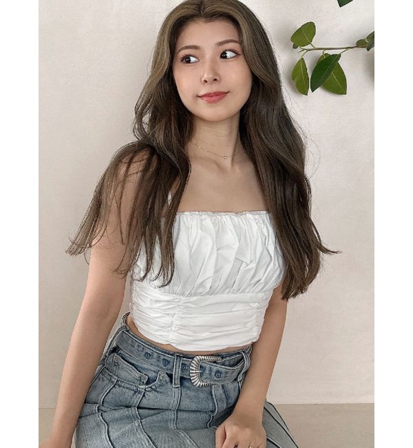 GYDA「ギャザーショートブラウス」|シャツ・ブラウス|