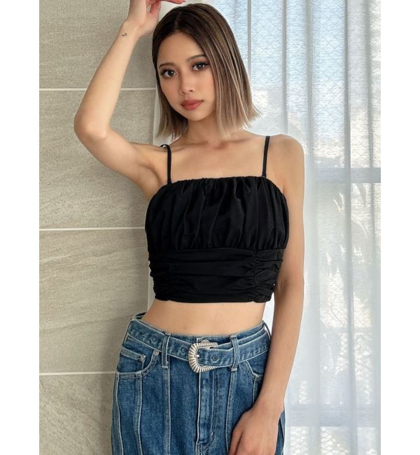 GYDA「ギャザーショートブラウス」|シャツ・ブラウス|