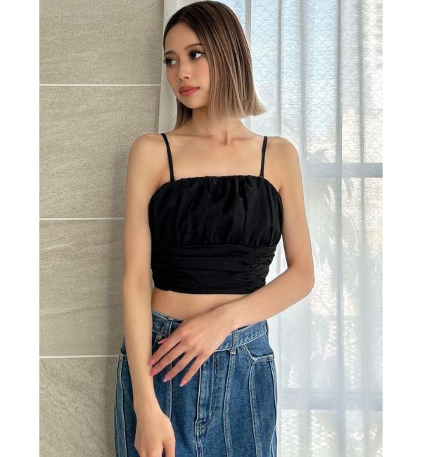 GYDA「ギャザーショートブラウス」|シャツ・ブラウス|