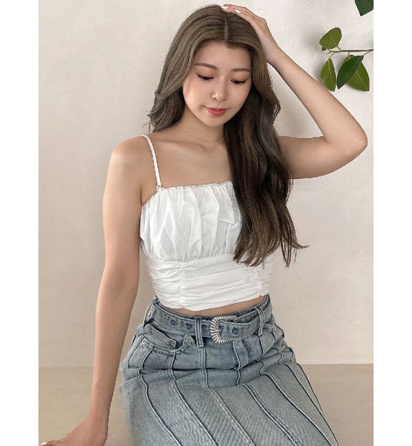 GYDA「ギャザーショートブラウス」|シャツ・ブラウス|