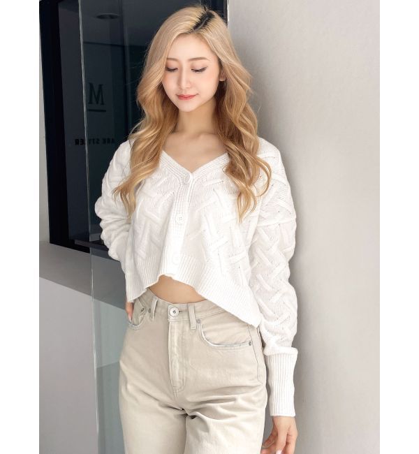 GYDA「BACKレースアップニットカーディガン」|カーディガン|