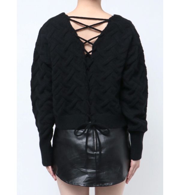 GYDA「BACKレースアップニットカーディガン」|カーディガン|