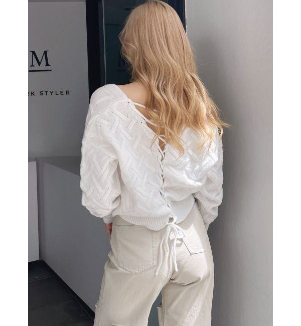 GYDA「BACKレースアップニットカーディガン」|カーディガン|