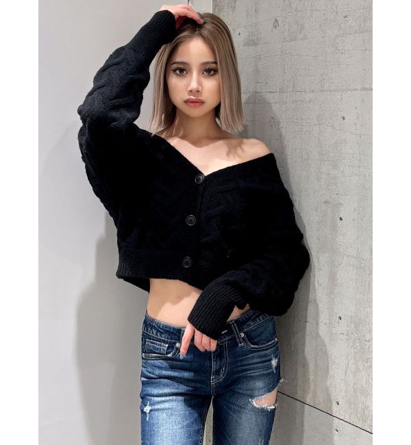 GYDA「BACKレースアップニットカーディガン」|カーディガン|ブラック