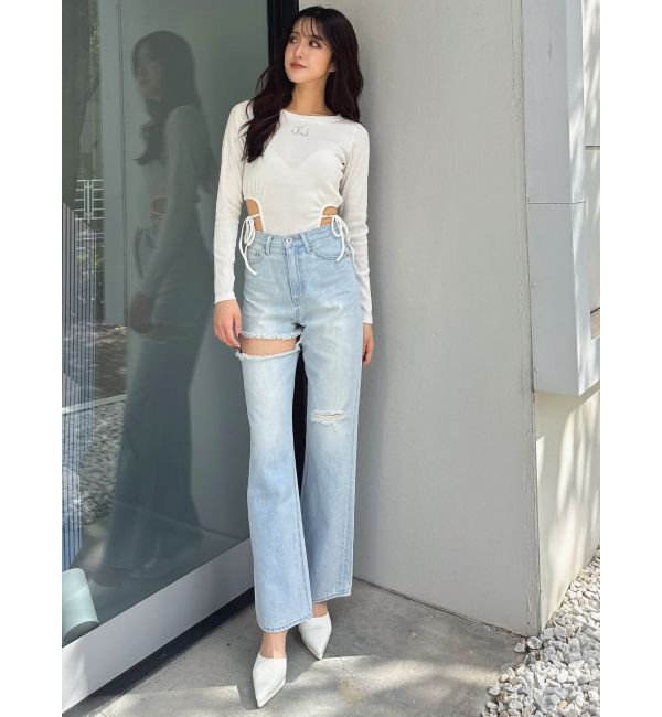 GYDA「Symmetry GYDAサイドオープントップス」|Tシャツ・カットソー|