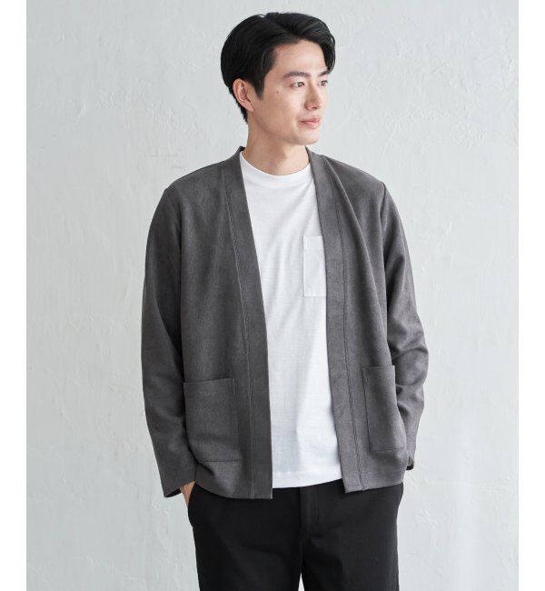 ikka「スエードカーデインナーセット」|カーディガン|チャコール