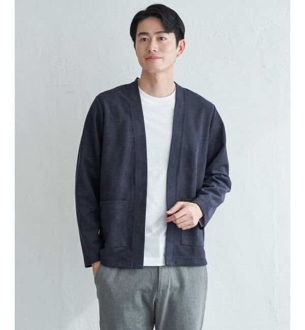 ikka「スエードカーデインナーセット」|カーディガン|ネイビーブルー