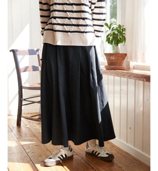 Lbc with Life「ピーチツイルベルトタックスカート」|スカート|ブラック