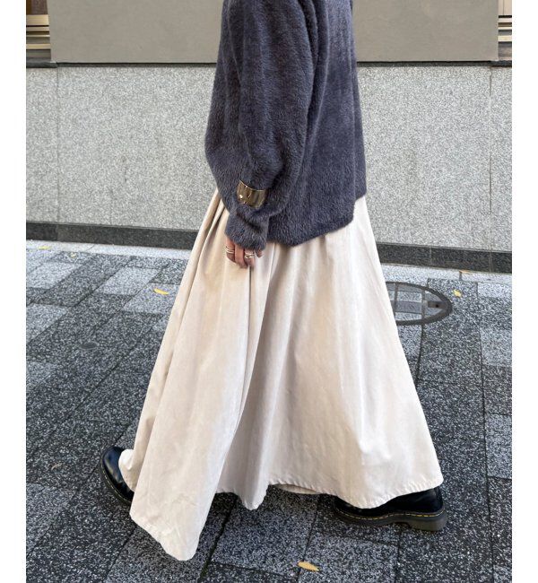 Lbc with Life「ピーチツイルベルトタックスカート」|スカート|アイボリー